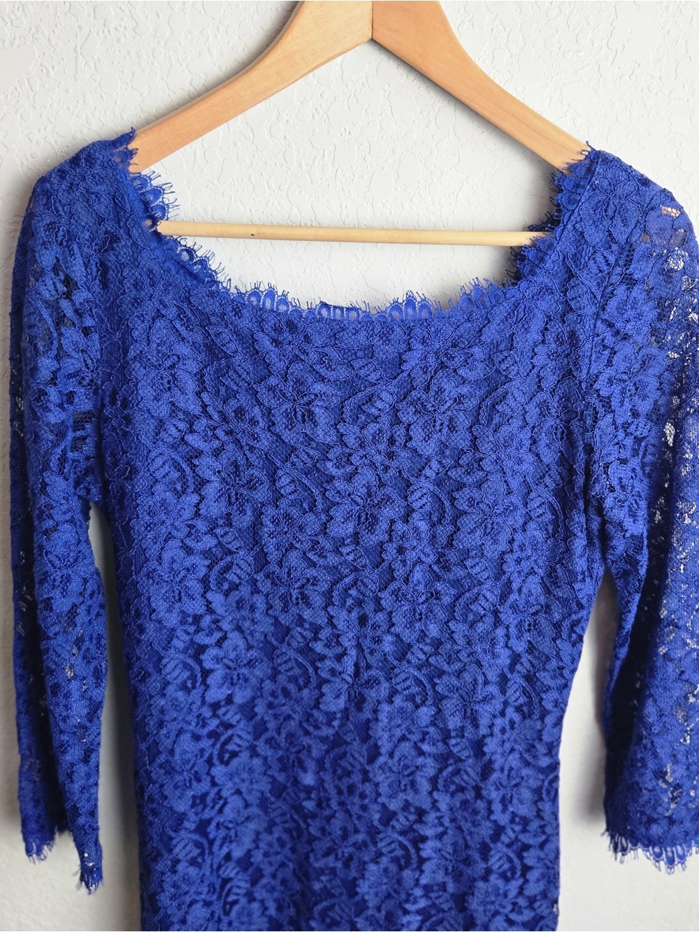 Diane von Furstenberg DVF Zarita Dress Size 10 Cobalt Blue Lace Cocktail Womens - Picture 4 of 11